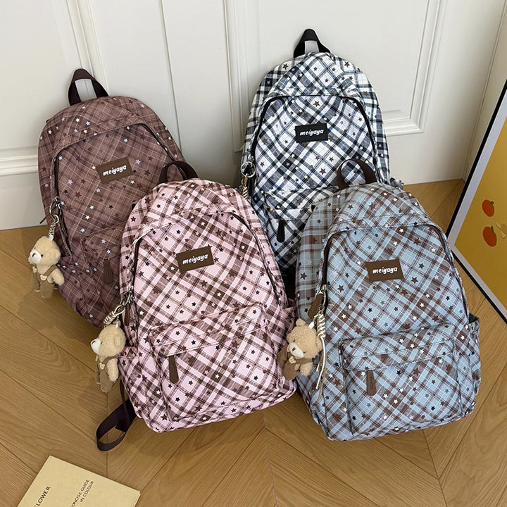 Stylish Lightweight Backpack with Cute Teddy Bear Keychain Kalsten