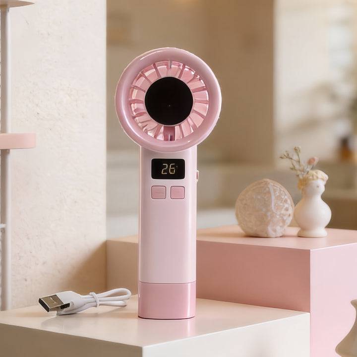 Women's Portable Mini Hand Fan with Digital Display Kalsten