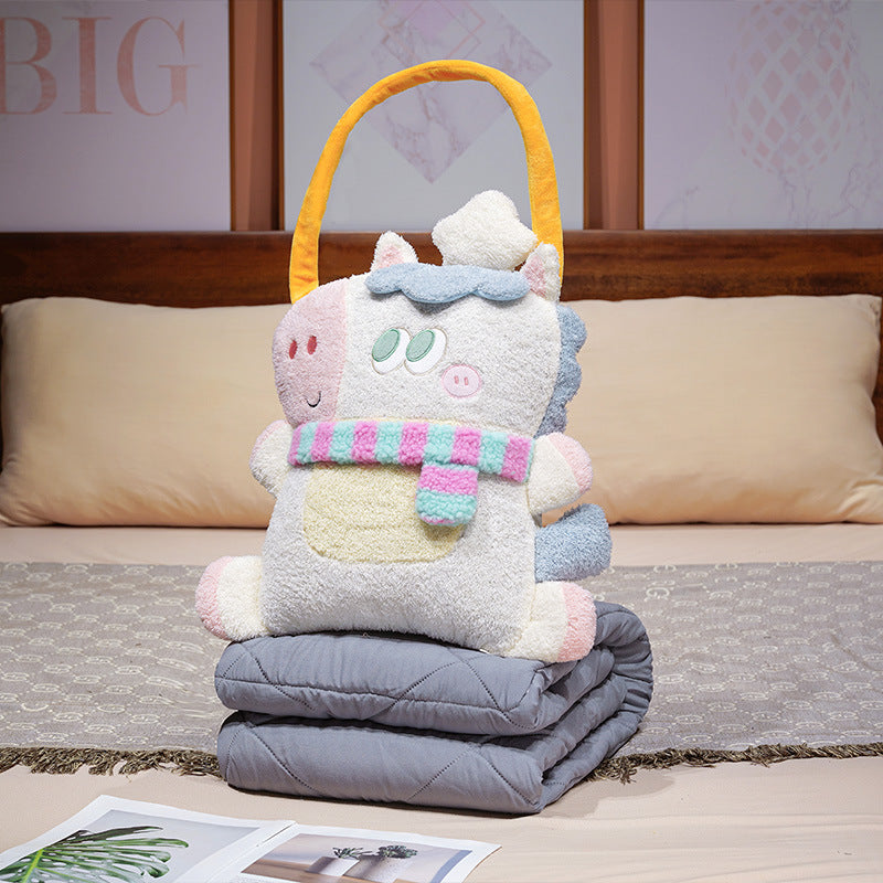Cozy plush shoulder bag with animal motif and padded carrying handle