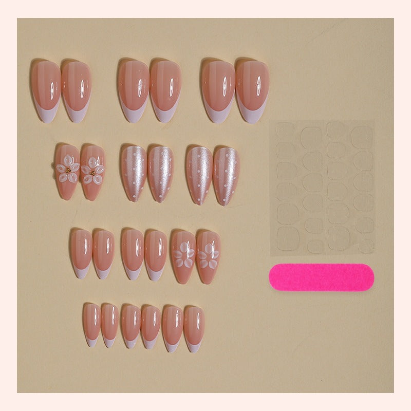 Artificial nail set with elegant flower and glitter designs Kalsten