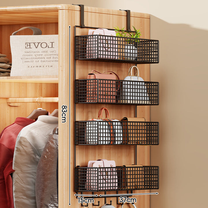 Over-the-Door Multi-Tier Metal Grid Hanging Storage Organizer
