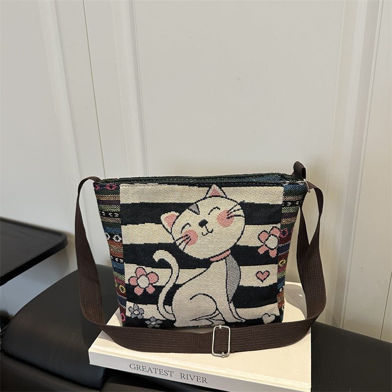 Artistic Elephant Embroidered Crossbody Bag