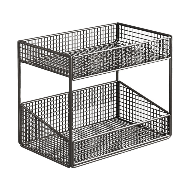 Compact Three-Tier Wire-Mesh Countertop Canister & Spice Organizer
