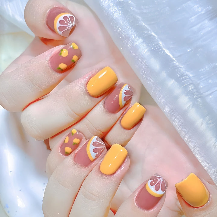 Artificial Nail Set with Fruity Lemon Design Kalsten