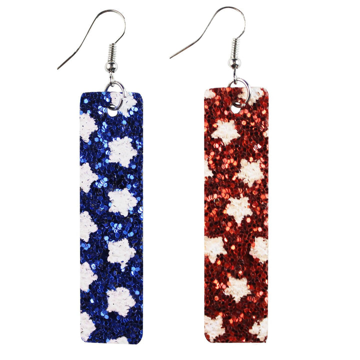 Women's star stripe print faux leather drop earrings with fishhook Kalsten