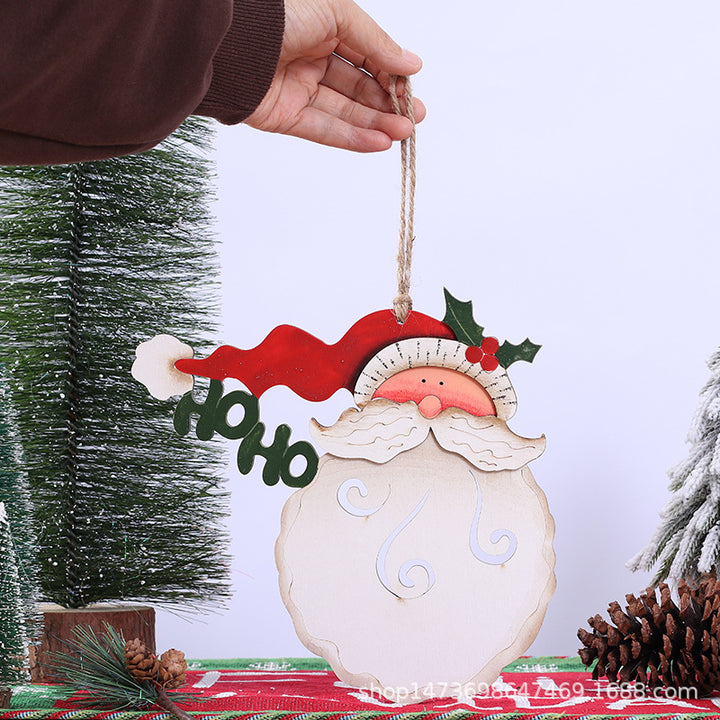 Decorative Wooden Santa Head Ornament