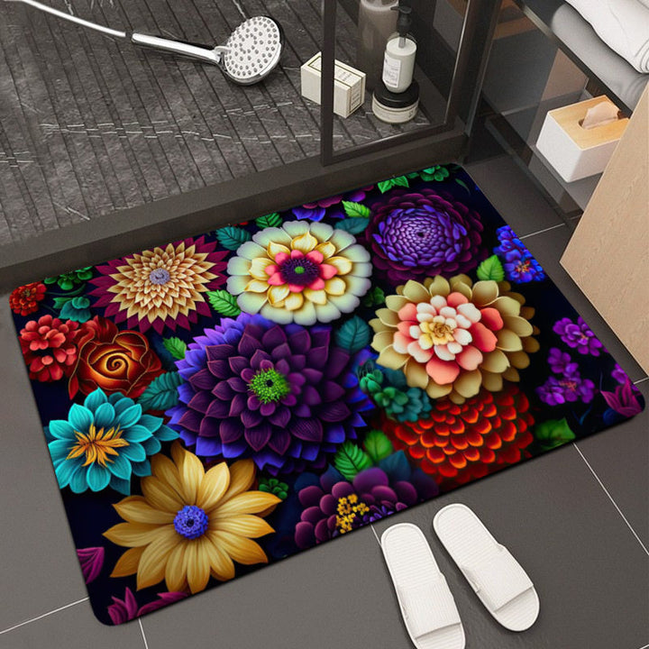 Floral Design Memory Foam Bath Mat Kalsten