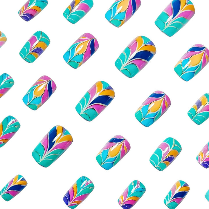 Artistic Colorful Leaf Design Nail Art Kalsten