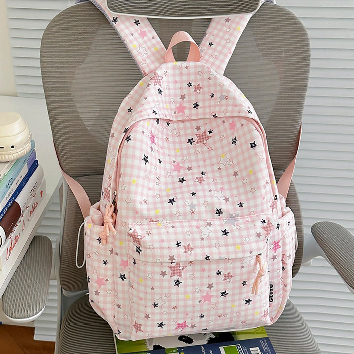 Stylish Checked Star-Patterned Backpack Kalsten