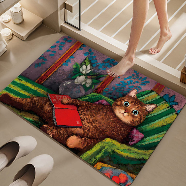 Cartoon Cat-Themed Bath Mat Kalsten