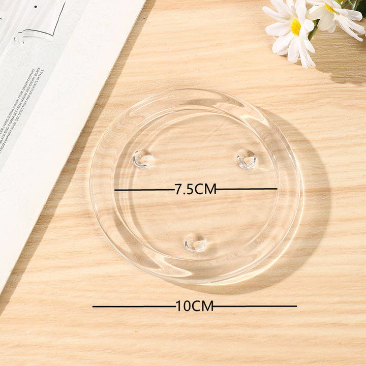 Compact Clear Round Acrylic Soap Dish with Raised Feet
