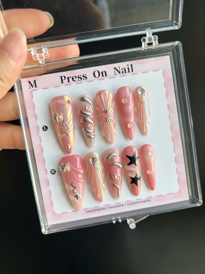Artistic Cherry-Inspired Press-On Nails