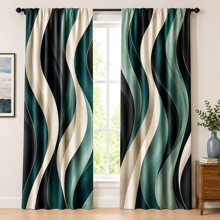 Abstract Wave Patterned Curtains