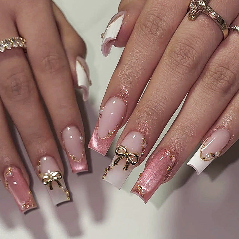 Decorative Press-On Nail Set with Glamorous Accents kalsten