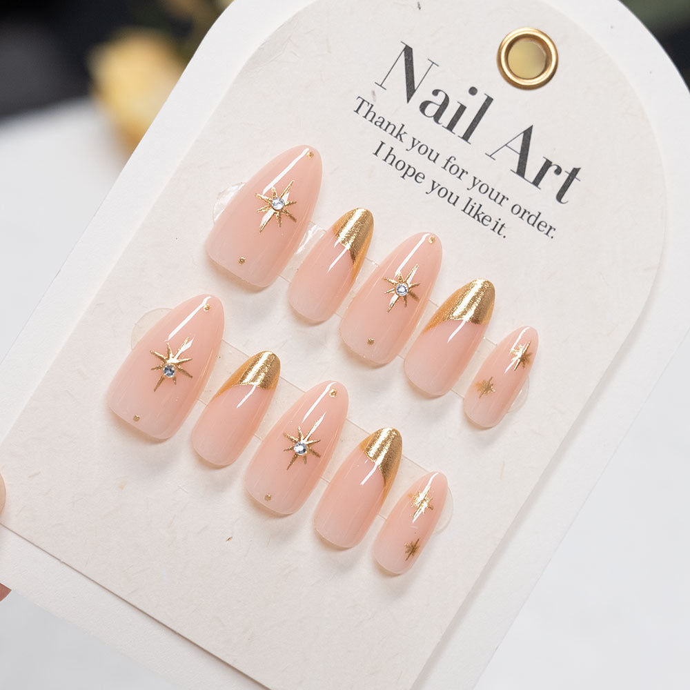 Elegant Star-Accented Press-On Nail Art