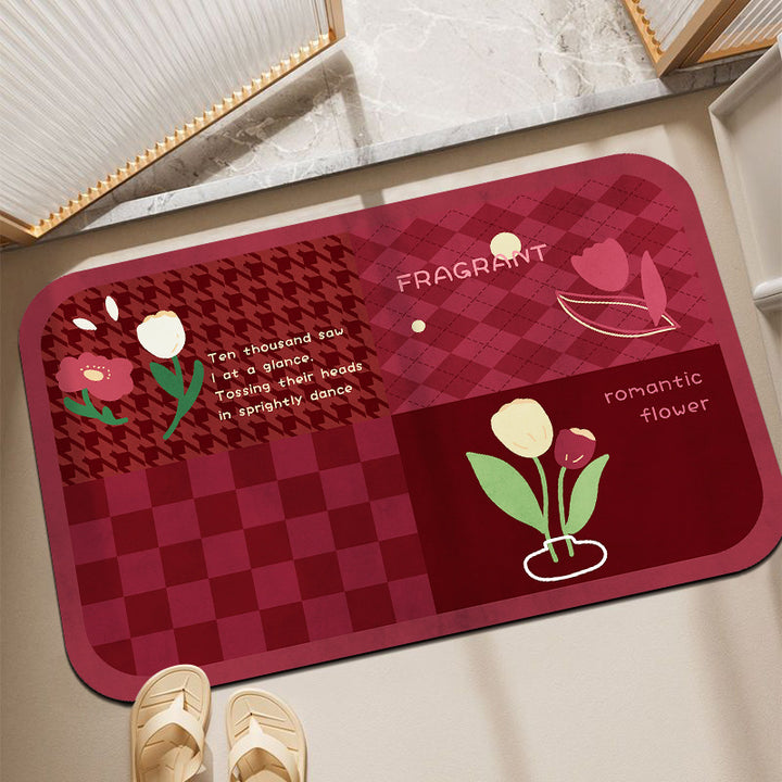 Plush Floral Decorative Bath Mat
