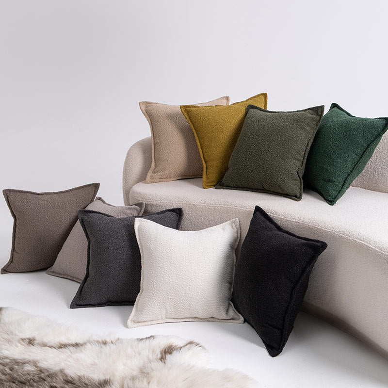 Premium Bouclé Square Cushion Pair with Sculpted Seams and Hidden Zip