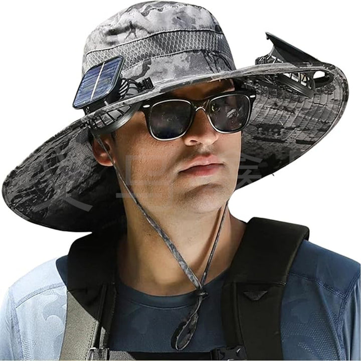 sun hat with solar-powered fan and wide brim Kalsten