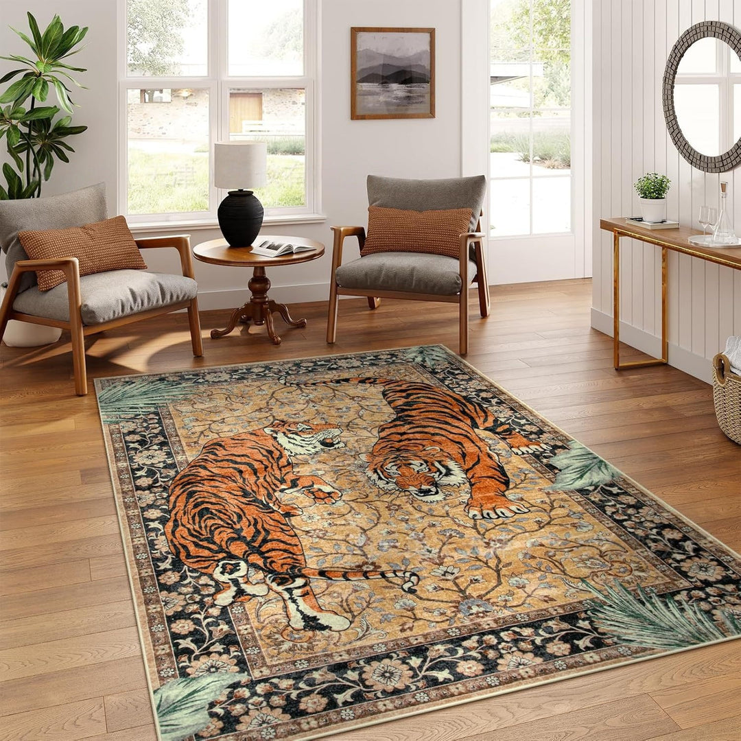 Artistic Tiger Print Area Rug Kalsten