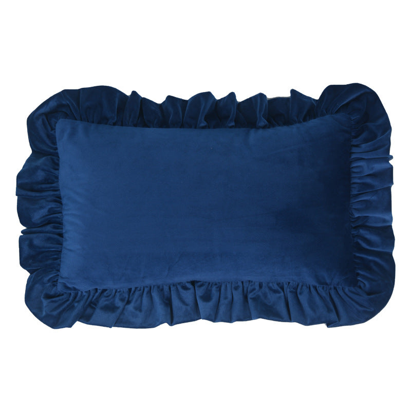 Plush Velvet Ruffled Rectangular Pillow Sham with Hidden Zipper