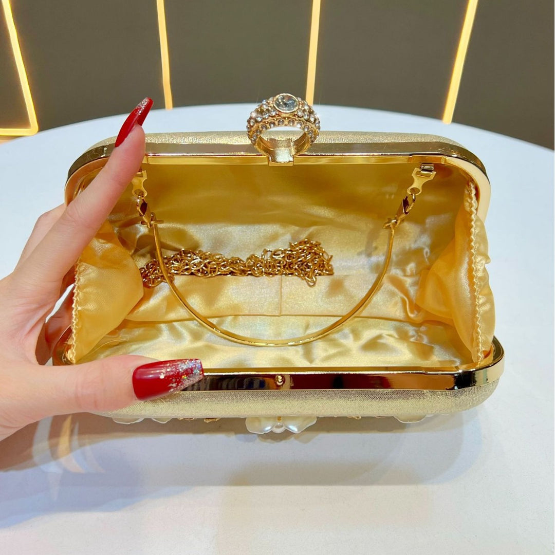 Elegant Pearl-Embellished Evening Purse