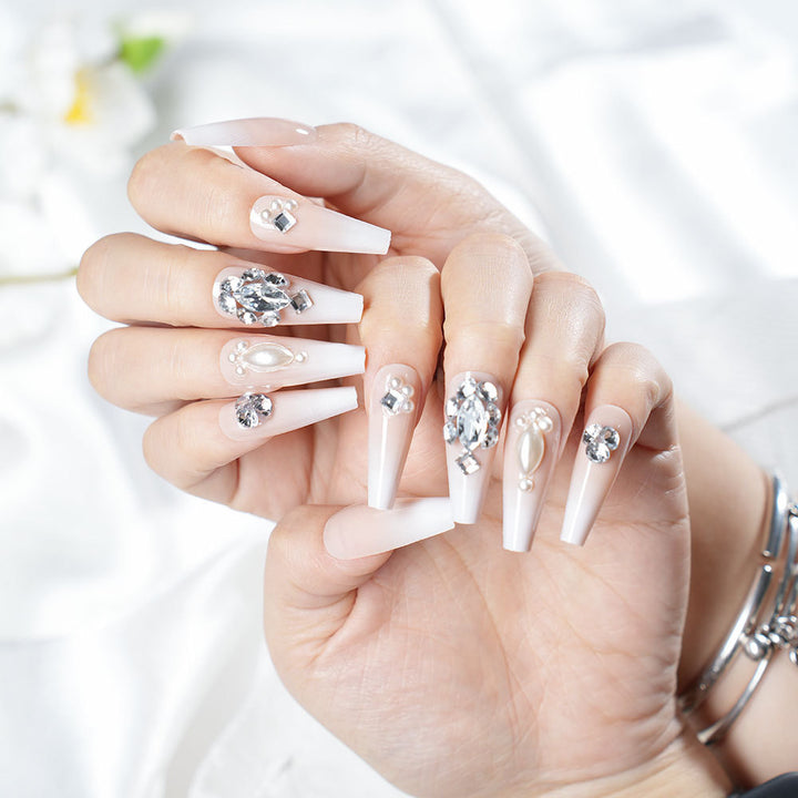Glamorous Crystal Embellished Press-On Nail Set Kalsten