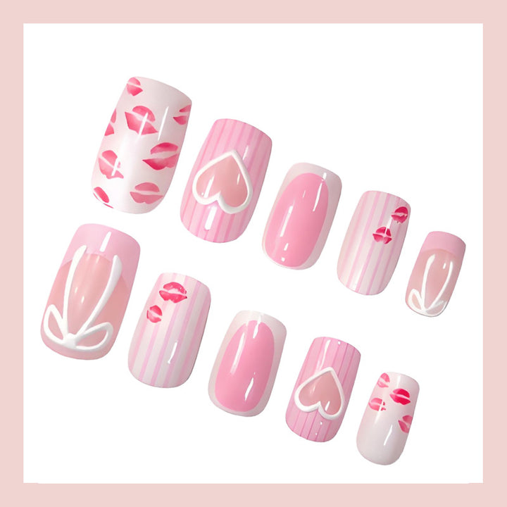 Artificial nail set with loving heart and lip motifs Kalsten