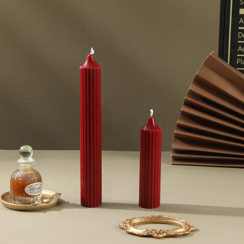 Ribbed Sculptural Column Candle Set