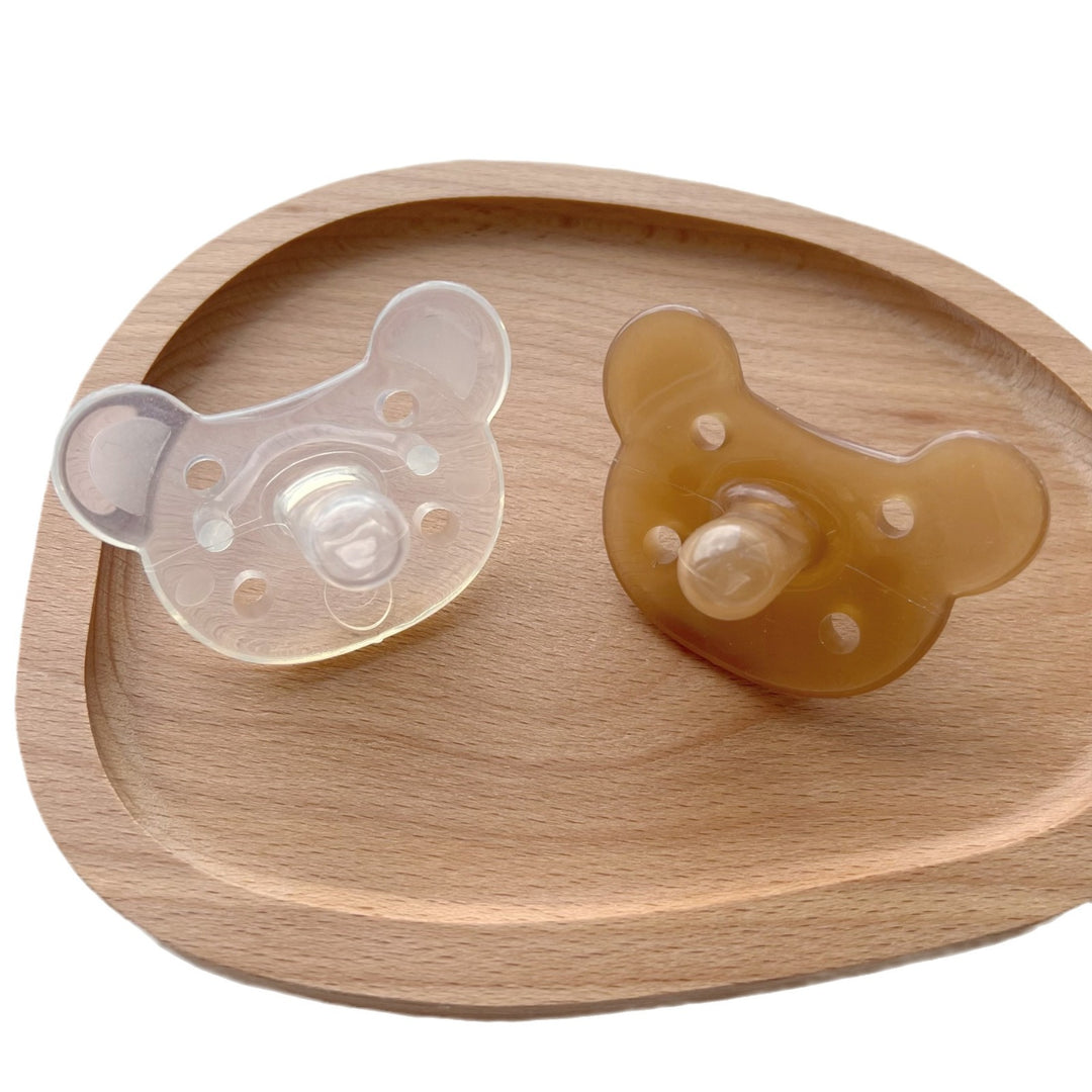 Orthodontic Clear Silicone Baby Pacifier with Bear-Shaped Shield