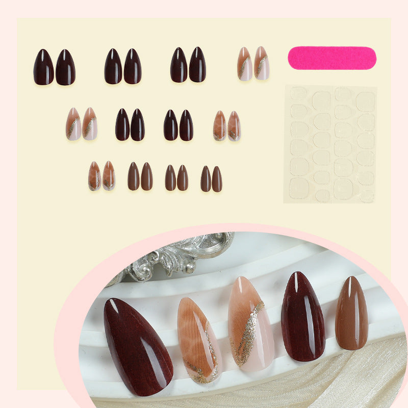 Press-On Nail Art Set with Elegant Marble and Glitter Accents Kalsten