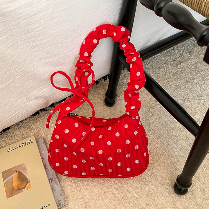 Polka Dot Textured Shoulder Bag