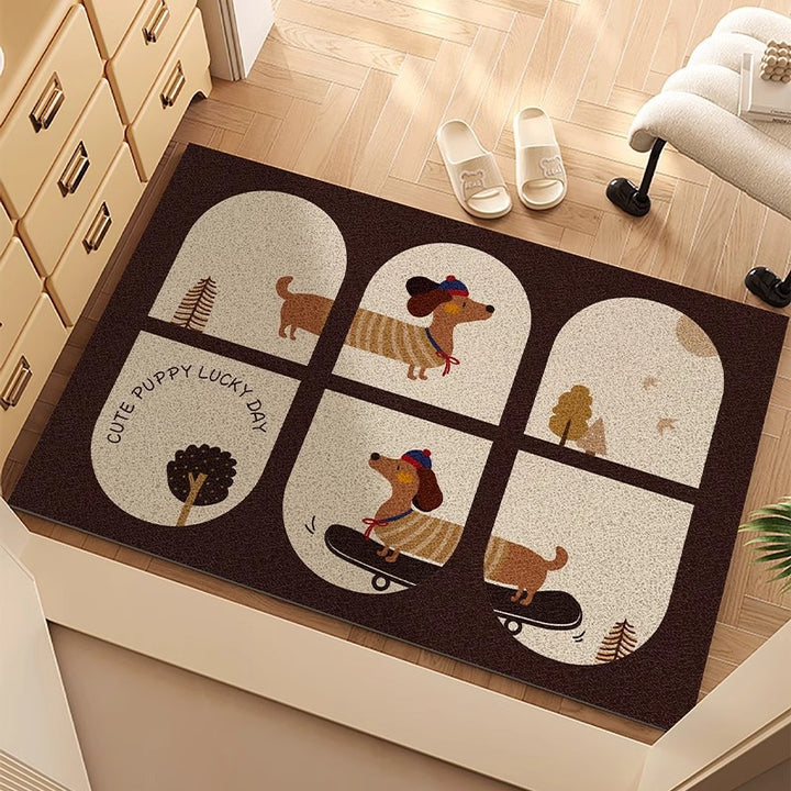 Playful Dog-Themed Decorative Entrance Rug