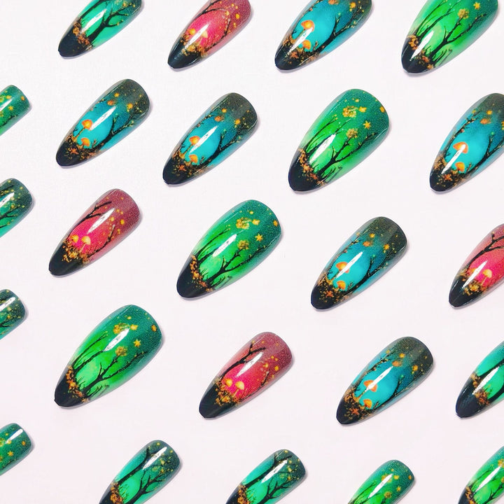 Creative Art Nails with Fascinating Forest and Mushroom Designs Kalsten