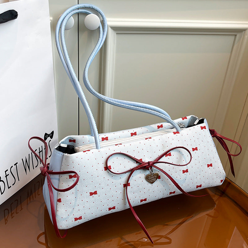 Bow-Accent Handheld Tote Bag