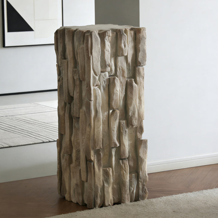 Rock-Texture Decorative Pedestal