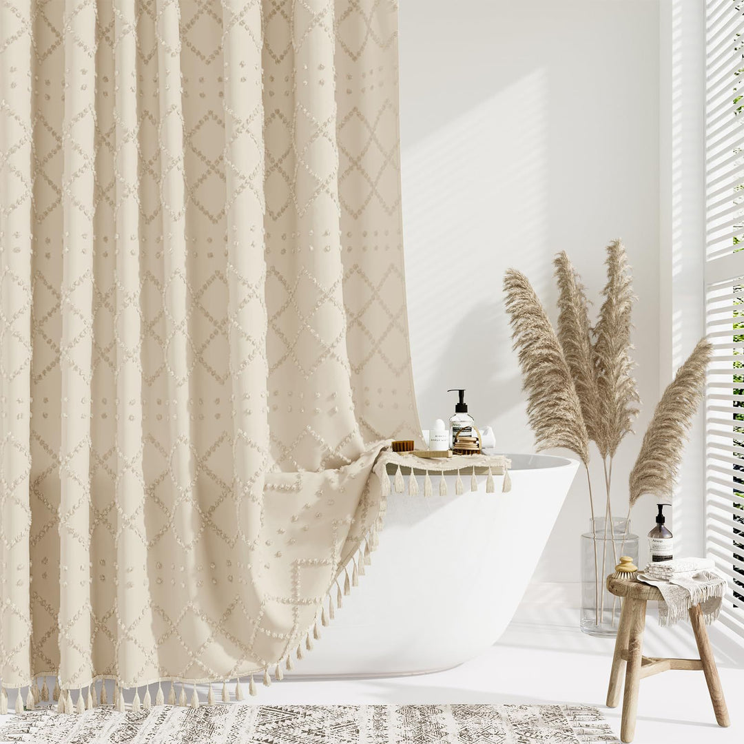 Textured Geometric Shower Curtain Kalsten