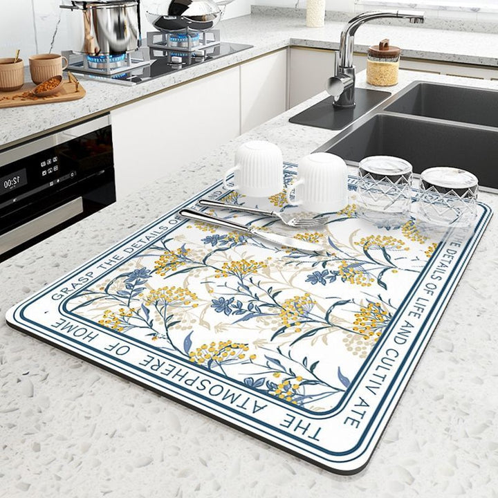 Decorative Floral-Themed Kitchen Mat