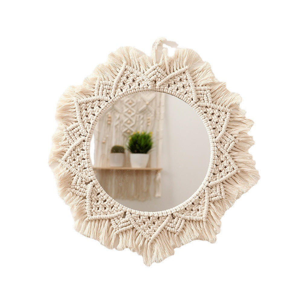 Macrame Decorative Round Wall Mirror Kalsten