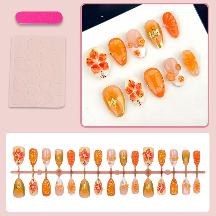 Acrylic nail set with cheerful flower and glitter details Kalsten