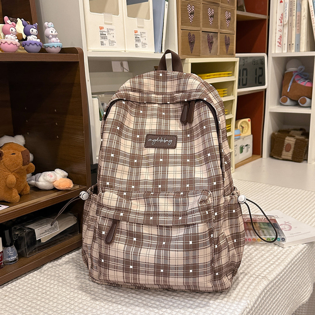 Trendy Plaid Pattern Backpack Kalsten