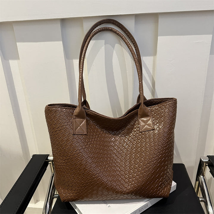 Woven Textured Tote Handbag