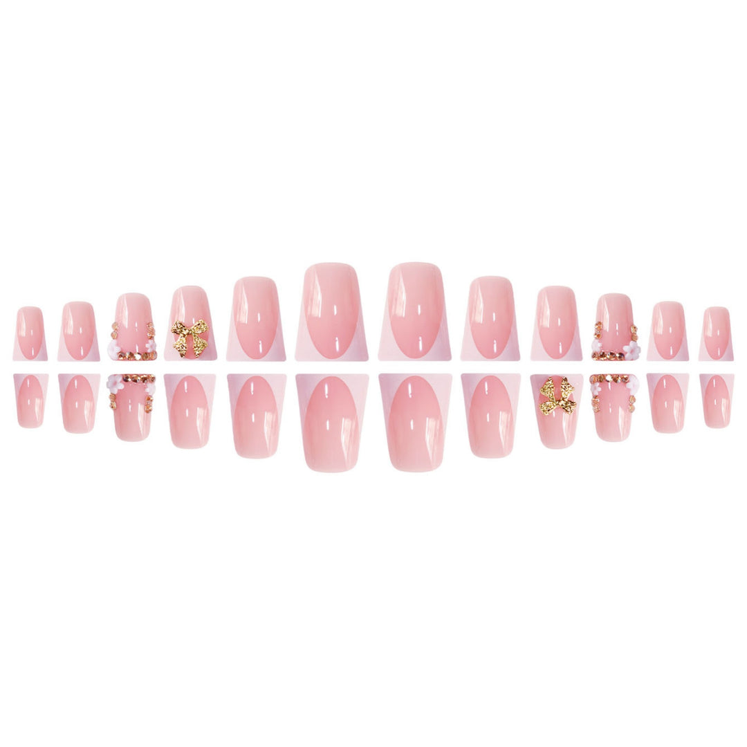 Decorative 3D Floral Press-On Nails with Gem Accents Kalsten