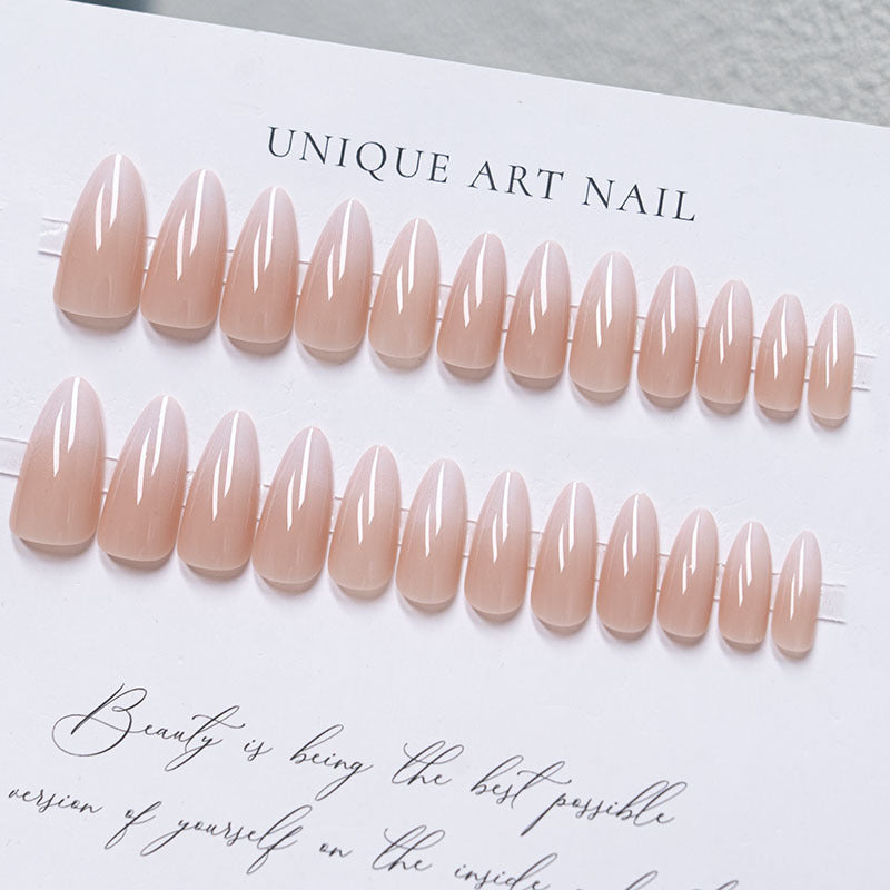 Glossy French Tip Press-On Nails Set