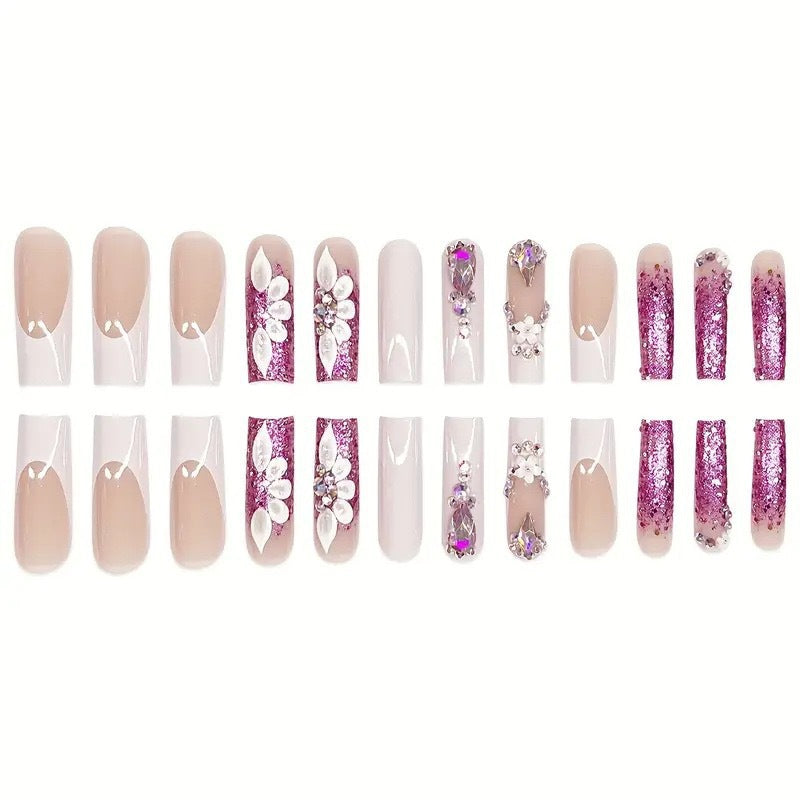 Artistic Rhinestone-Embellished Press-On Nail Extensions Kalsten