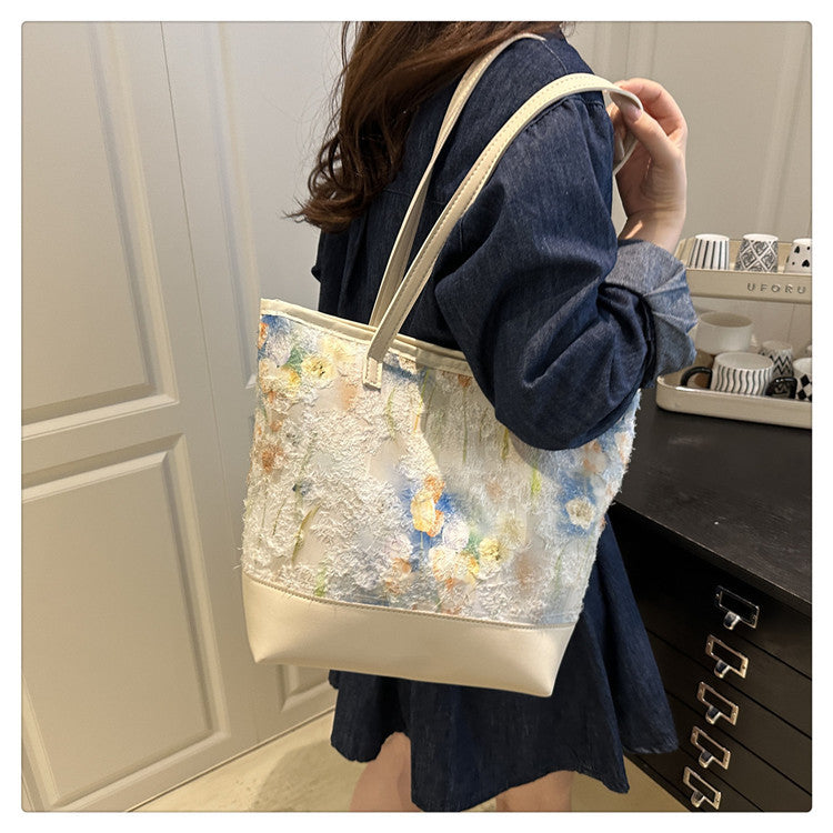 Artistic Floral Embroidered Tote Bag Kalsten
