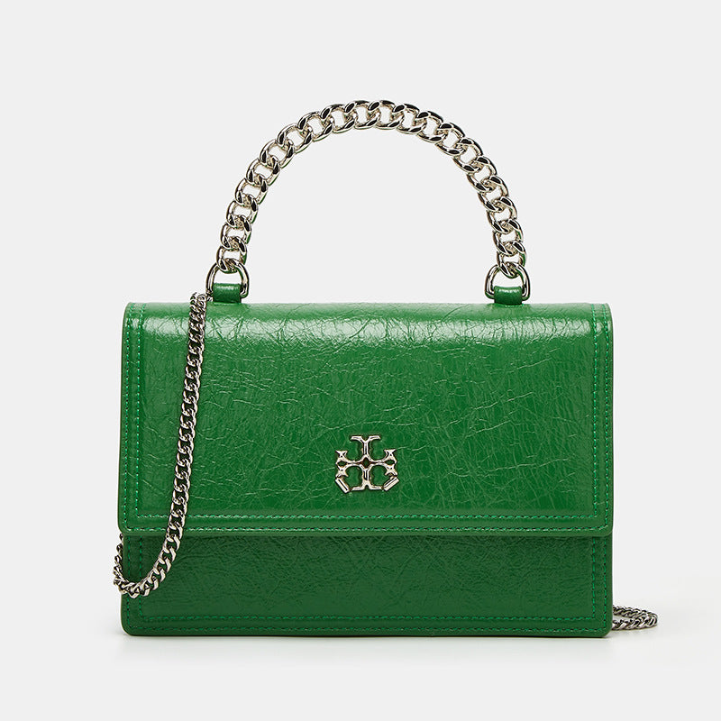 Elegant Leather Shoulder Bag with Chain Strap