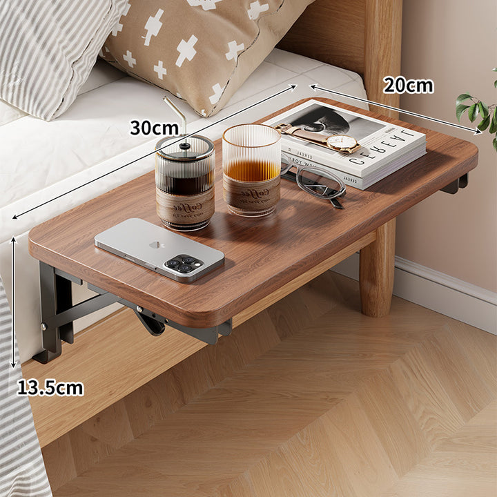 Foldable Bedside Mount Shelf Table with Space-Saving Retractable Bracket