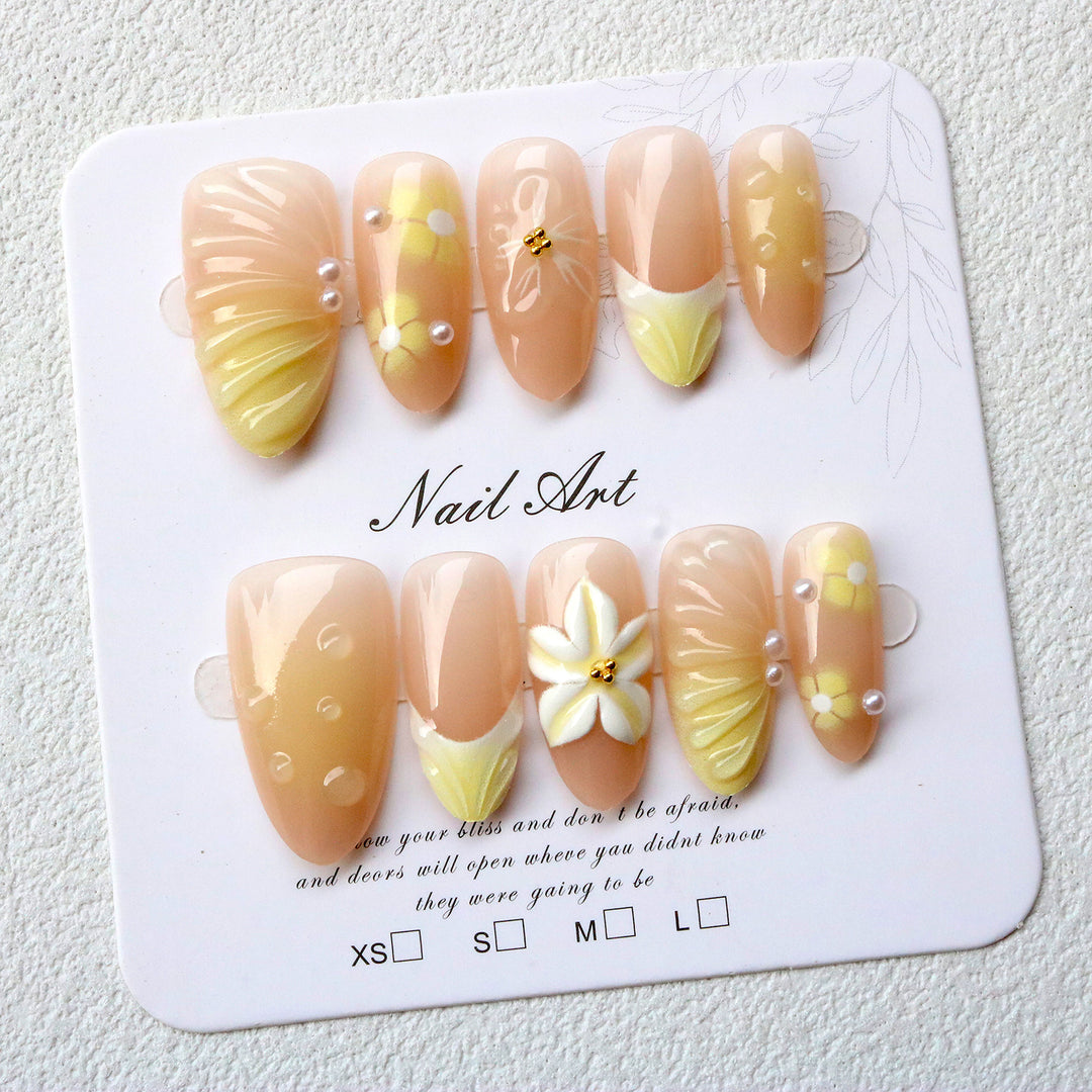 Artistic Floral Press-On Nails
