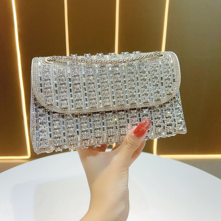 Rhinestone-Embellished Evening Shoulder Bag