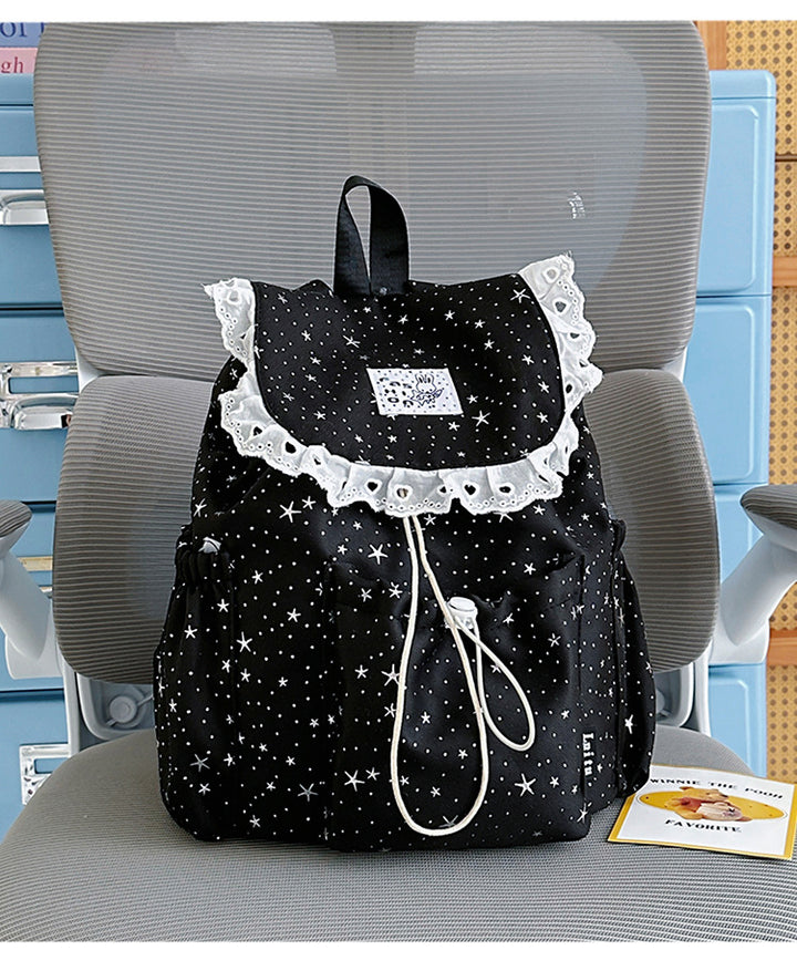 Star Print Ruffled Backpack Kalsten